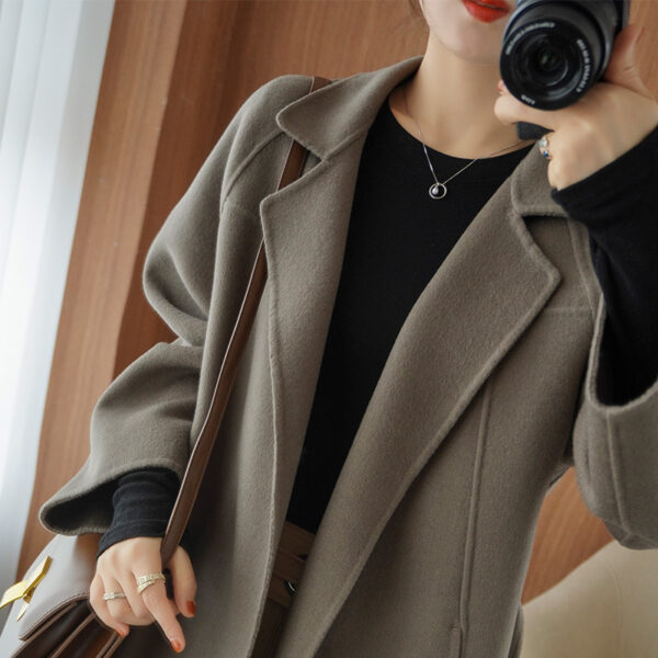 Reversible Cashmere Coat Women's Mid-length Loose Over Knee Coat - Image 6