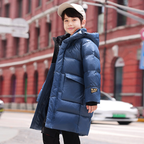 Down Jacket Boy's Long Overfashionable Knee Western Style - Image 5