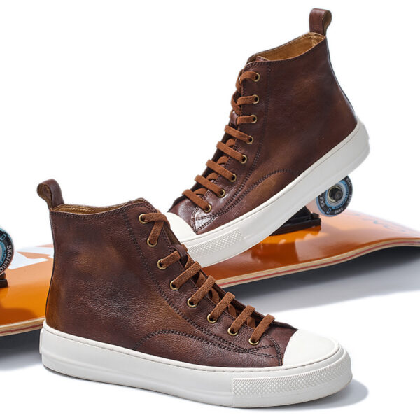 Genuine Leather Retro Japanese And Korean Style Sneakers - Image 2