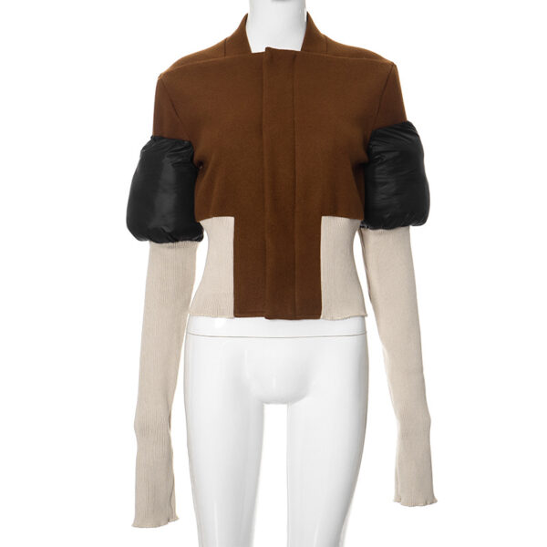 Autumn And Winter New Contrast Color Stand-up Collar Zipper Cardigan Outerwear - Image 4
