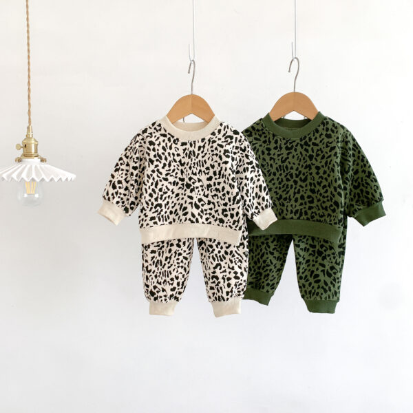 Clothes For Babies Cute Fashionable Leopard Print Sweater Pure Cotton Long Sleeve Suit - Image 5