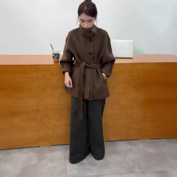 Stand Collar Advanced Loose And Idle Thick Mid-length Double-sided Wool Overcoat - Image 2