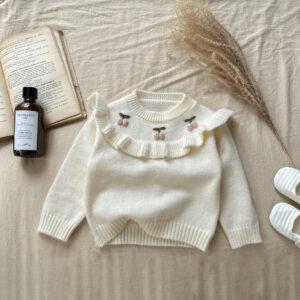 Autumn Winter Baby Long Sleeve Lace Collar Knitted Tops Children's Clothing