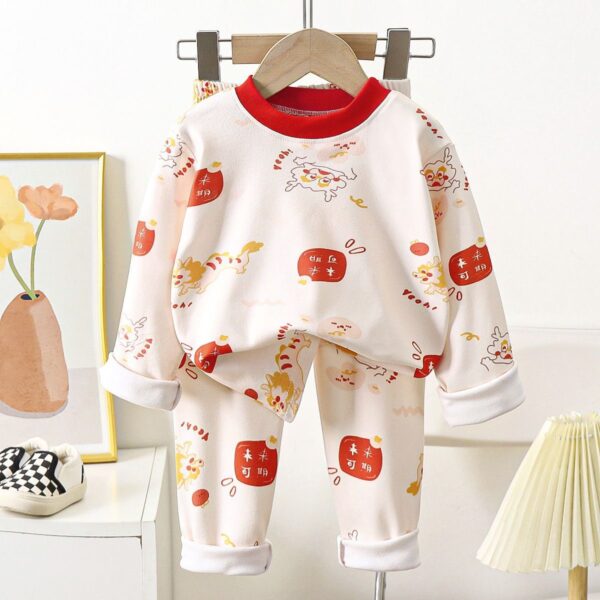 Boys And Girls Two-piece Warm Autumn And Winter Pajamas - Image 5