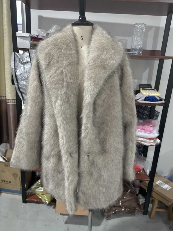 Lapel Long Sleeve Furry Fur Clothing Comfortable Casual Warm Jacket Ladies - Image 2