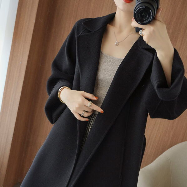 Reversible Cashmere Coat Women's Mid-length Loose Over Knee Coat - Image 9