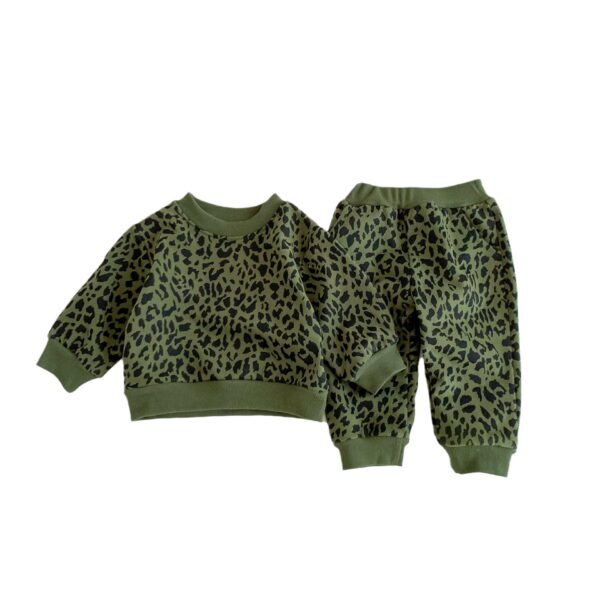 Clothes For Babies Cute Fashionable Leopard Print Sweater Pure Cotton Long Sleeve Suit - Image 2