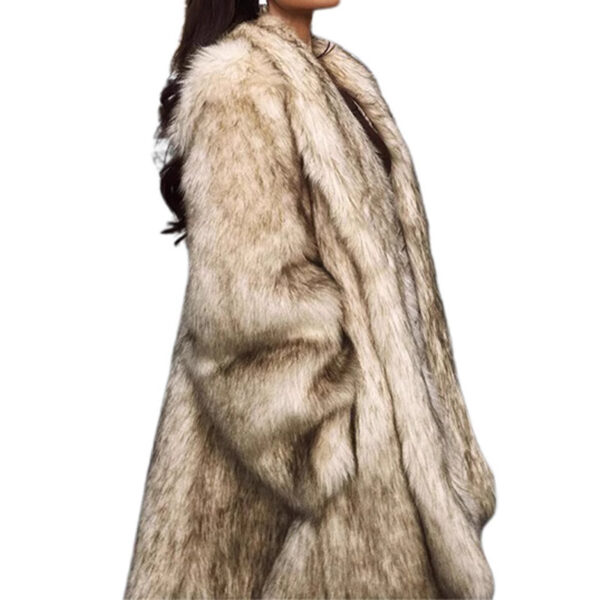 Lapel Long Sleeve Furry Fur Clothing Comfortable Casual Warm Jacket Ladies - Image 5