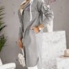 European And American Fashion Hooded Button Long-sleeved Coat For Women - Image 3
