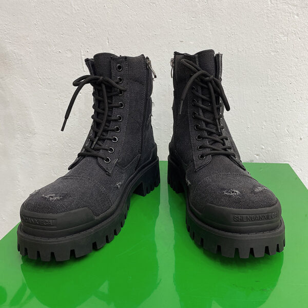 Men's Thick Bottom Ripped Retro Distressed Workwear Martin Boots - Image 2