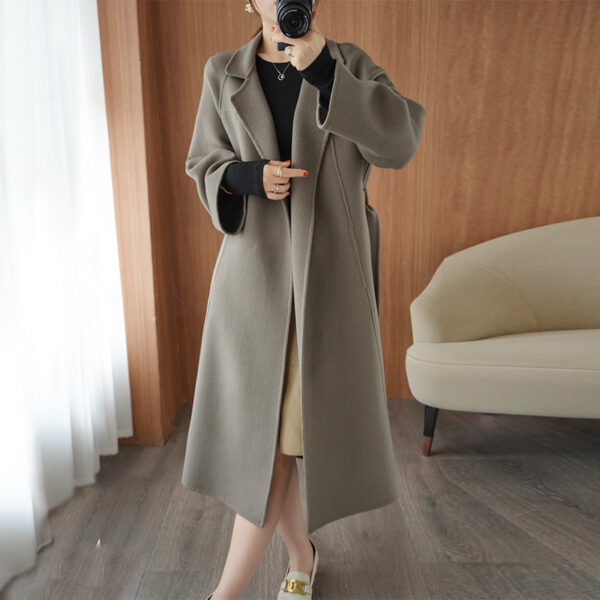 Reversible Cashmere Coat Women's Mid-length Loose Over Knee Coat - Image 7