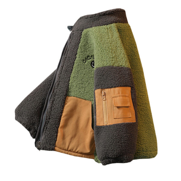 Stitching Contrast Color Fashionable Lamb Wool Warm - Image 5