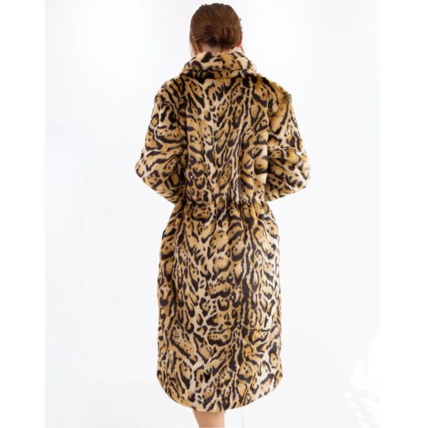 Plus Size Leopard Fur Coat Long Faux Mink Fleece - Image 3