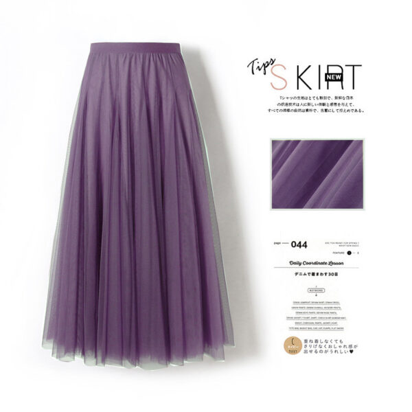 Pleated Mesh Skirt Women's Mid-length Large Swing Dress - Image 8