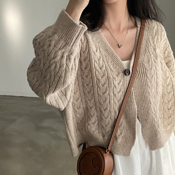 Women's Short Knitted Cardigan Sweater Coat - Image 2