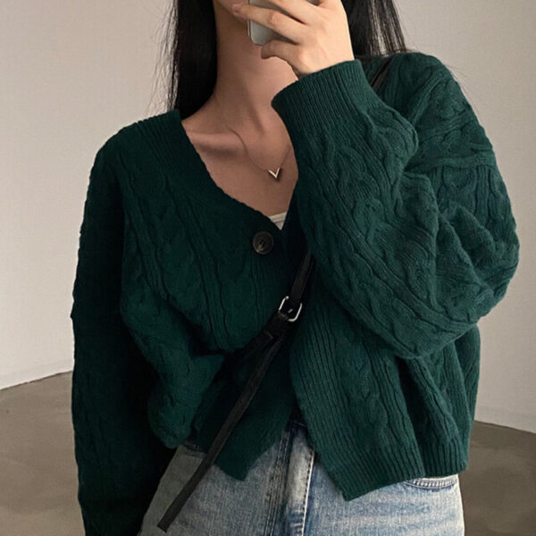 Women's Short Knitted Cardigan Sweater Coat - Image 7