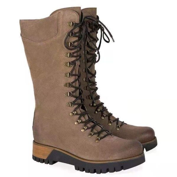 New Autumn And Winter Women's Shoes Plus Size Lace Up Mid Boots - Image 10