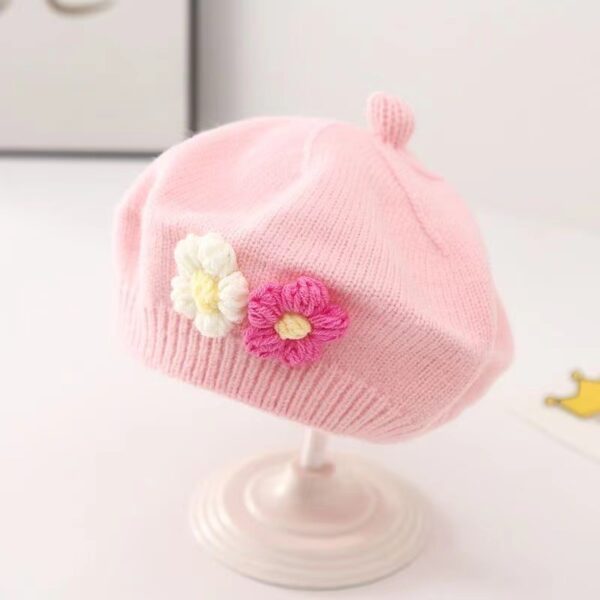 Baby Girl Hat Baby Wool Knitted Beret - Image 9