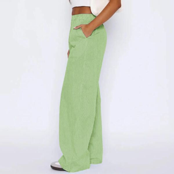 Striped Trousers With Pockets Ins Fashion Casual Wide Leg Straight Pants For Women Clothing - Image 6