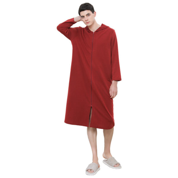 Zipper Bathrobe Couple Hooded Nightgown Thin Pajamas - Image 6