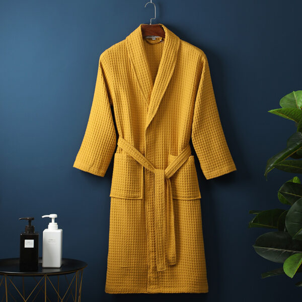 Pure Cotton Bathrobe Long Waffle All Cotton Nightgown - Image 10
