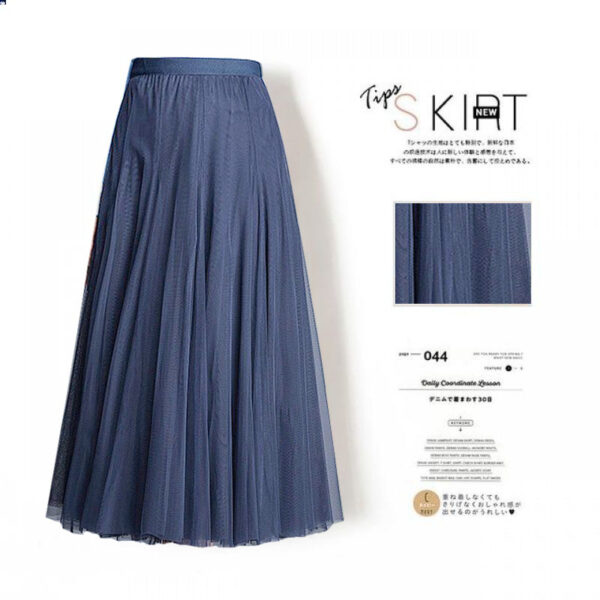 Pleated Mesh Skirt Women's Mid-length Large Swing Dress - Image 5