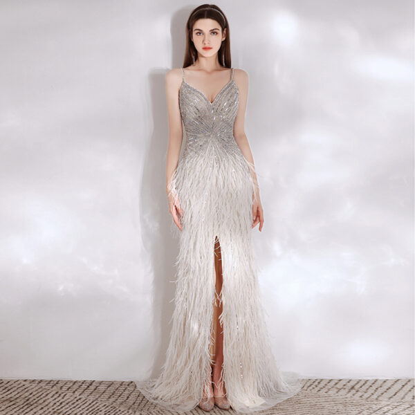 Women's Feather Temperament High End Evening Dress - Image 5
