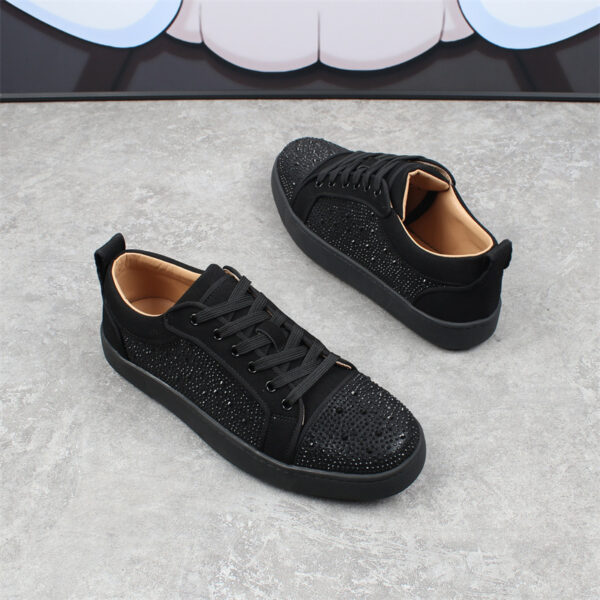 Men's Rhinestone Red Bottom Low-top Comfortable Breathable Fashion Sneakers - Image 2
