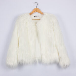 Ladies Fur Long Sleeve Fleece Coat