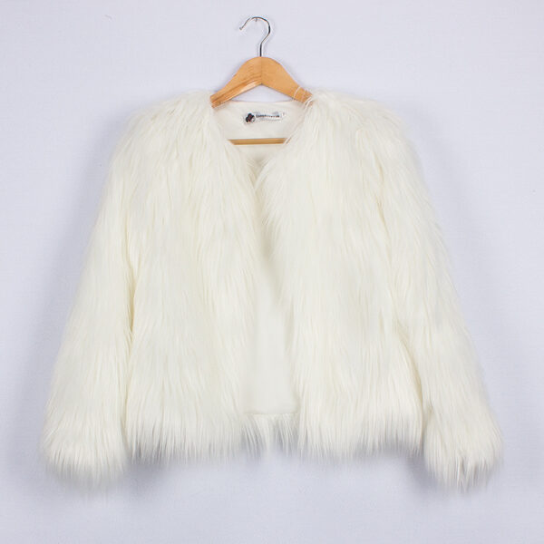 Ladies Fur Long Sleeve Fleece Coat