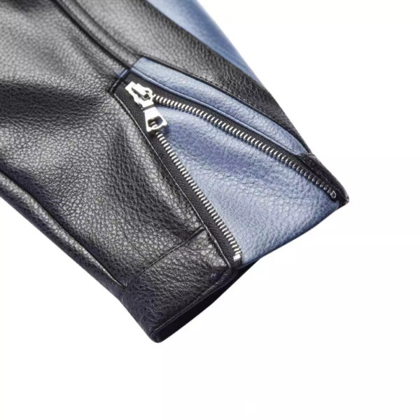 American-style Heavy Stitching Contrast Color PU Leather Motorcycle Clothing Coat Men And Women Fashion - Image 3