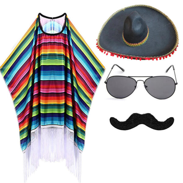 Mexican Cloak Halloween Adult Shawl Children's Cloak Party Beard Hat Party Supplies - Image 5