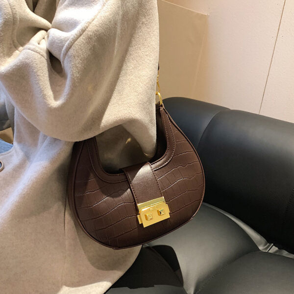 Crescent Gold Edge Lock Single Shoulder Bag - Image 6