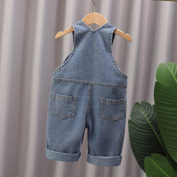 Retro Casual Cartoon Printed Baby Denim Overalls - Image 4