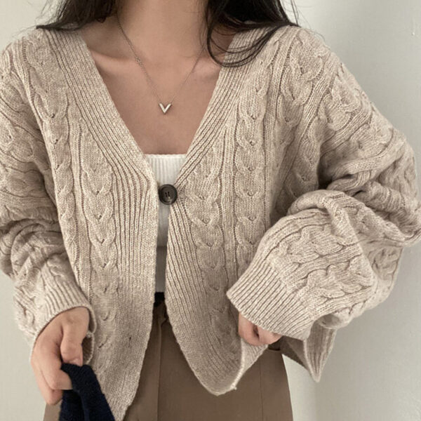 Women's Short Knitted Cardigan Sweater Coat - Image 6