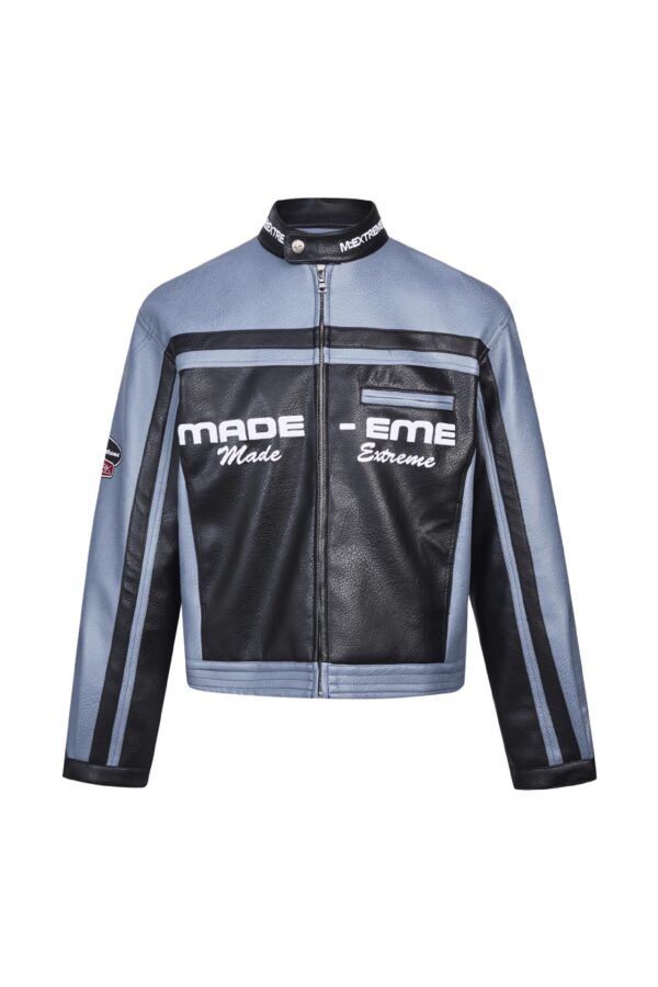 American-style Heavy Stitching Contrast Color PU Leather Motorcycle Clothing Coat Men And Women Fashion - Image 6