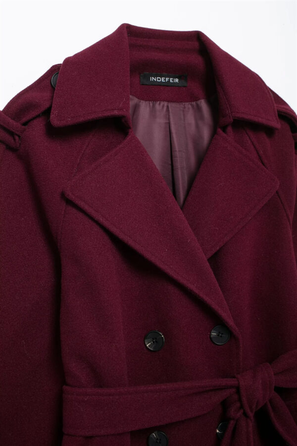 Women Double-breasted Coat Woolen Coat - Image 2