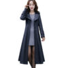 Large Size Women's Leather Coat 200 Catties Fat Mm Slim Long Windbreaker - Image 2
