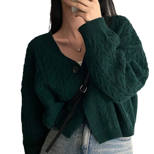 Women's Short Knitted Cardigan Sweater Coat - Image 5
