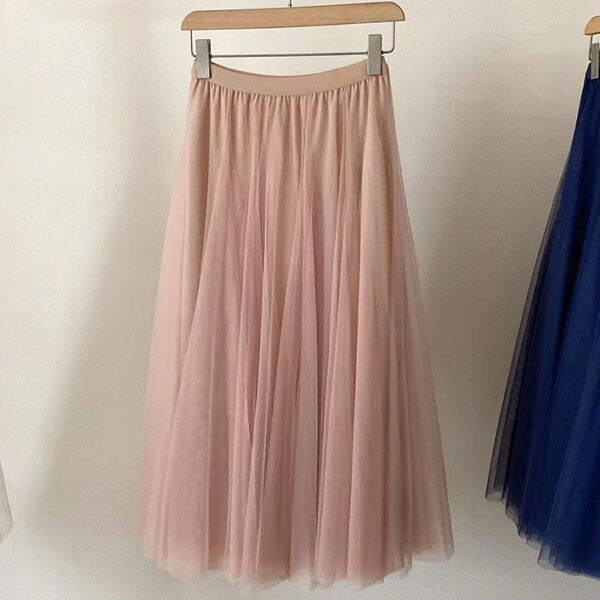 Pleated Mesh Skirt Women's Mid-length Large Swing Dress - Image 6