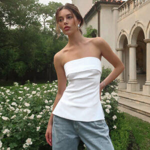 Tube Top Backless Slim Fit Slit T-shirt Top