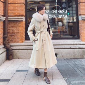 Temperament Lapel Waist Belt Inner Thickening Tooling Padded Jacket Women