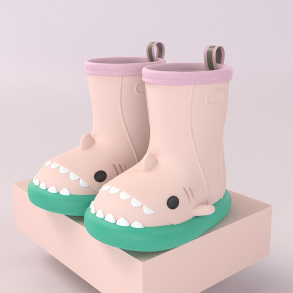 Children Boys Girls Cute Cartoon Waterproof Shoes Safety Rubber Shark Slippers Kids Rain Boots - Image 7