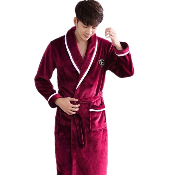 Flannel Thickened Long Section Bathrobe Men - Image 7