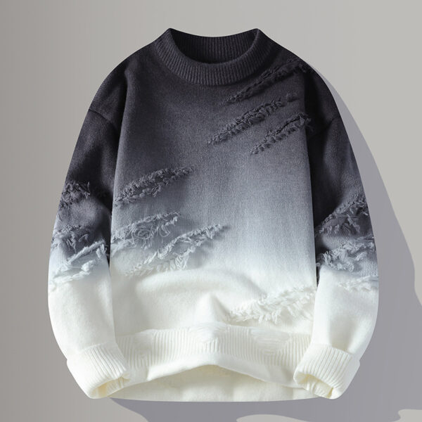Round Neck Pullover Personalized Gradient Sweater - Image 2