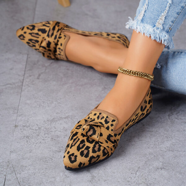 Plus Size Flyknit Flat Low-cut Shoes Female Pointed-toe Bowknot Boat Shoes - Image 5