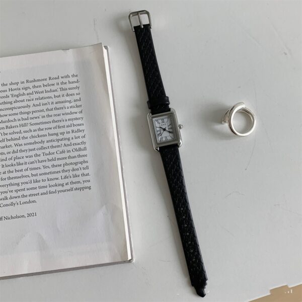 Simple Roman Rectangular Leather Watch Women - Image 4