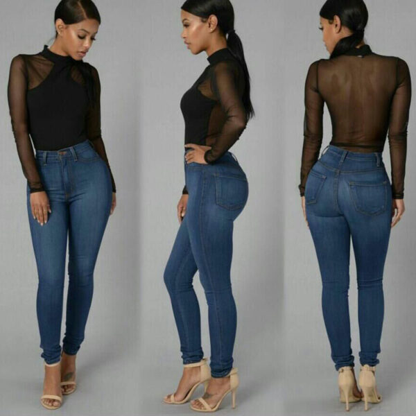 Women's Denim High Waist Stretch Slim Fit Skinny Pants - Image 5