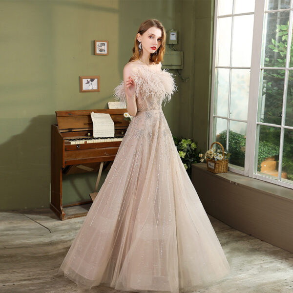 Performance Host Banquet Feather Evening Dress - Image 4