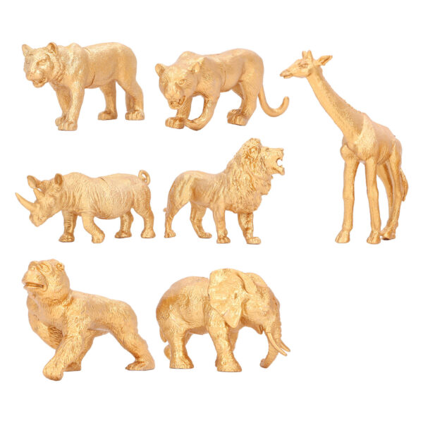 Safari Animals Figures Toy Gold Color Wild Zoo Animals Figurines for Early Education - Image 4
